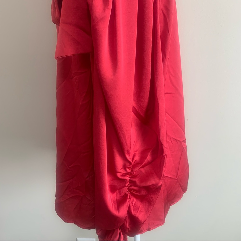 Eloquii Satin Long Sleeve Bow Gathered Blouse - Picture 4 of 10
